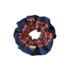 Goma para el pelo scrunchie azul denim vintage, accesorio para el pelo de bloques de color, estilo coreano, elegante goma para coleta, cuerda elástica alta para el pelo para mujeres