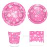MM209 copo de nieve rosa invierno Navidad tema de fiesta vajilla 8 personas 4 piezas plato de papel toalla de papel vaso de papel