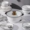 Louça de Mesa Cerâmica Pratos Cor Simples Sob Esmalte Estilo Escandinavo Tigelas e Pratos de Celebridade da Internet Conjunto de Pratos Domésticos Tigelas para Comer de Micro-ondas