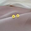 [acero de titanio de cuerpo completo] Aretes minimalistas de flor Mori con viento frío para hombre y mujer, aretes de personalidad y temperamento para banquete