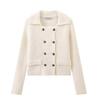 Venta al por mayor transfronteriza europea y americana 2024 Invierno Nuevo Moda callejera para mujer Chaqueta de punto plano decorativa de punto con solapa y botones