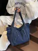 Bolso Portátil de Gran Capacidad a la Moda Estilo Coreano para Viajes Diarios Mujer Nuevo 2025 Bolso de Hombro de Mezclilla Bolso Tote de Color Sólido