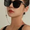 Cadena Metálica para Gafas Estilo Europeo y Americano con Cuentas Redondas Huecas, Antideslizante, Conservación del Color, Accesorios de Cadena Hechos a Mano con Perlas