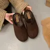 Mules retro de gamuza sintética de punta dividida con plataforma para mujer, nuevo modelo primavera y otoño 2026, sandalias tipo Birkenstock sin cordones para uso exterior