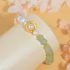 Pulsera Nueva de Bambú de Caña Alta para Mujer Pulsera de Perlas de Imitación Marca Fu Diseño de Nicho de Lujo Ligero Joyería de Moda para Mujer Regalo