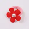 Elástico de Cabelo Flor de Feltro Colorida com Acessórios de Pérola, Elástico Colorido de Flor de Ameixa para Cabelo de Bebê, Elástico Fofo para Cabelo de Meninas Que Não Danifica o Cabelo