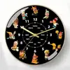 Relógio de parede artístico com personagem de desenho animado da moda, relógio de quartzo silencioso para quartos de crianças, relógio de decoração de parede para creches