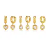 Aretes Originales de Acero de Titanio Jieding, Lujosos y Sofisticados, Clips para Orejas con Colgante de Zircón en Forma de Corazón y Gota de Agua, Aretes de Acero Inoxidable para Ventas Transfronterizas