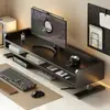 Soporte elevador para monitor de computadora de escritorio para e-sports, estante de escritorio extendido de doble capa con bandeja para teclado