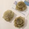 Flor Rosa de Organza com Borda Queimada Plissada Retro Francesa DIY Grampo de Cabelo Artesanal Acessórios para Roupas Corsage Acessórios Decorativos