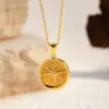 Colar de Aço Titânio Estilo Ins Banhado a Ouro 18K Aço Inoxidável Incrustado com Zircônia Pingente de Estrela e Lua Joias para Mulheres Atacado Presente de Dia das Mães
