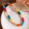 Collar de Patchwork Cilíndrico con Gradiente Acrílico de Dopamina Cadena Fresca Dulce para la Clavícula Joyería de Nicho de Alta Gama para Mujeres