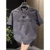 Camiseta Informal Versátil de Verano Nueva Colección Transfronteriza para Hombre con Estampado de Letras Simple de Manga Corta Tie-Dye Cuello Redondo