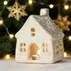 Decorações de Casa de Natal de Cerâmica Clássica Transfronteiriças Europeias e Americanas Exportação Personalizável Enfeites de Luz de Vela para Casa de Natal