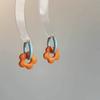Nuevos Aretes de Flores de Color Dopamina Dulce de Primavera Moda Bloque de Color Pequeños Frescos Simples Versátiles Aretes de Aro Pequeños
