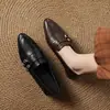 Mocasines de Cuero Suave para Mujer Estilo Retro Francés Primavera 2025 Nuevos Zapatos de Punta Fina con Tacón Grueso y Suela Suave para el Trabajo