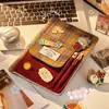 Carpeta de Tarjetas A5 con Cuadrícula Cuádruple de Tela a Cuadros Temática Invernal Almacenamiento de Tarjetas Pequeñas de 3 pulgadas Álbum de Ídolos de Alta Capacidad