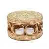 Puff tejido a mano de ratán, taburete de ratán para ocio, mueble de taburete pequeño, taburete bajo birmano para sentarse, taburete bajo, taburete redondo tejido, taburete bajo para cambiar zapatos de niños
