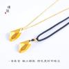 Collar con colgante de piedra de los deseos de imitación de oro simple para pareja, cadena de clavícula de oro arena macizo, accesorios de bricolaje para hombres y mujeres