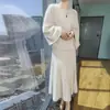 2026 Nuevo Estilo Otoño e Invierno Estilo Perezoso Terciopelo de Visón Puro Punto de Cuello Redondo Color Sólido Falda Suelta Conjunto de Dos Piezas para Mujer