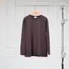 Dragón Marino Warren LST019 26 Otoño Versátil Top Básico con Hombros Rectos, Camiseta de Algodón de Cuello Redondo de Manga Larga para Mujer