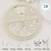 Accesorios para Uñas Artísticas Plato Redondo de Metal con 6 Compartimentos Mariposa 3D Estilo Japonés Moderno Nuevas Decoraciones Huecas para Uñas