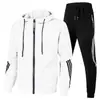 Traje deportivo casual europeo para hombre, conjunto deportivo de primavera y otoño, sudadera con capucha y pantalones largos, conjunto casual de dos piezas para fitness