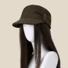 Chapéu equestre de camurça plissado para mulheres, primavera e outono, estilo vintage Maillard, faz o rosto parecer menor, boina de inverno estilo pintor, boné de bico de pato