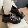 Zapatos Mary Jane negros de piel genuina para mujer, colección otoño/invierno 2026, estilo preppy, planos de punta profunda estilo JK, mocasines