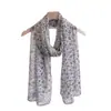 Nuevo pañuelo fino de seda con estampado floral pequeño 50*160, pañuelo largo de georgette estampado para mujer, protector solar, transpirable, versátil, pañuelo de viaje