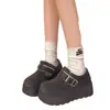 Botas de nieve Birkenstock forradas de polar para mujeres petite, popular modelo nuevo de otoño e invierno, zapatos de algodón de suela gruesa que aumentan la altura, zapatos cálidos de pelo de corte bajo
