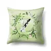 Funda de almohada de poliéster decoración de coche hojas verdes frescas 26 letras inglesas impresas funda de cojín QTB38