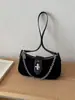 Bolsa de ombro com alça de trava, design de nicho, bolsa transversal para o dia a dia, versátil, estilosa, simples, bolsa de mão moderna