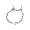 Estilo de Nicho Simple Flor de Cuatro Hojas Incrustada de Diamantes Pulsera de Cadena Doble Capa Diseño Exquisito Versátil Único Joyería de Mano Al por Mayor