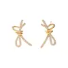 Pendientes Coreanos Nuevos de Lazo Completamente de Diamante Diseño de Nicho de Gama Alta Simples Elegantes Versátiles Pendientes para Mujer
