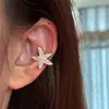 Presilhas de Orelha Pérola Estrela com Toque de Luxo, Design Único, Argolas de Orelha Simples Sem Furo, Brincos de Franja Exquisitos para Mulheres