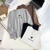 100kg Ropa de Otoño para Chica Gorda Nueva Casual Más Fácil de Combinar Camiseta de Manga Larga con Estampado de Cartas de Amor Talla Grande Ropa Interior para Mujer 8211