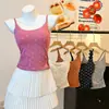 Camisole com estampa de laço e bojo embutido, cintura franzida para um efeito emagrecedor, novo top versátil da moda