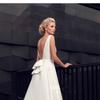 Vestido de Banquete Europeo y Americano Sencillo Satén Ajustado Vestido de Novia Moda Ajustado Princesa Espalda Descubierta con Cola Vestido de Novia Mori