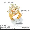 Anillo de Acero Inoxidable Bañado en Oro Real Estilo Ins Europeo y Americano con Diseño de Borla y Perla, Joyería Personalizada de Acero de Titanio que No se Desvanece