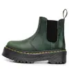 Botines Chelsea Marrón Crazy Horse de Primera Capa 2976 para Mujer, Botas de Motocicleta de Suela Gruesa, Botines Cortos de Piel Genuina, Zapatos Slip-On con Suela de Plataforma