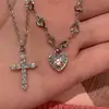 Collar Atmosférico de Corazón con Diamantes Rosas Apilados Collar Corto de Diamantes Brillantes Nueva Cadena para Clavícula Linda 2025