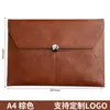 Bolsa de Archivo de Cuero A4 Bolsa de Archivo de Contrato para Oficina de Negocios Maletín Impermeable Engrosado Logotipo Imprimible para Pedidos