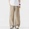 Ropa destacada para hombre / Pantalones casuales rectos holgados estilo americano de seda helada ligera de verano para hombre, pantalones holgados vintage de trabajo para hombre