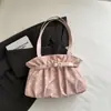 Bolsa Estilo Suave de Puntos Rosas 2026 Bolso Tote Fruncido Material Suave Gran Capacidad Estudiante Viaje Hombro Único Bolso de Mujer
