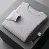 Suéter Masculino de Gola Redonda em Cashmere, Casual Simples de Sete Agulhas Espessado Versátil para Negócios Cor Sólida, Suéter de Cashmere para Atacado Transfronteiriço