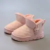 Moda Infantil Labubu Algodón de Nieve 2025 Invierno Nuevas Botas Cortas Suaves Antideslizantes para Niños Zapatos de Algodón con Felpa para Niñas