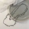 Estilo Ins Europeo y Americano Elegante Cadena de Perlas con Estrella de Cinco Puntas Collar Largo para Mujer Moda de Nicho Elegante Cadena para Clavícula Apilada