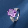 Lujo Ligero Elegante Anillo Corte Flor de Hielo Gloria Litio Púrpura Flecha de Cupido Incrustado con Diamante de Alto Carbono Diamante Púrpura Retro de Alta Gama Mujeres