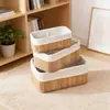 Juego de Cestas de Almacenamiento de Escritorio de Bambú Tejido (De 3 Piezas) Ideal para organizar snacks y artículos varios